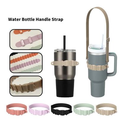 Water Bottle Handle Silicone Sling Holder with Shoulder Strap